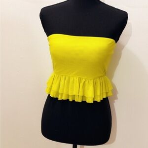 Forever 21 Yellow Ruffle Crop Top